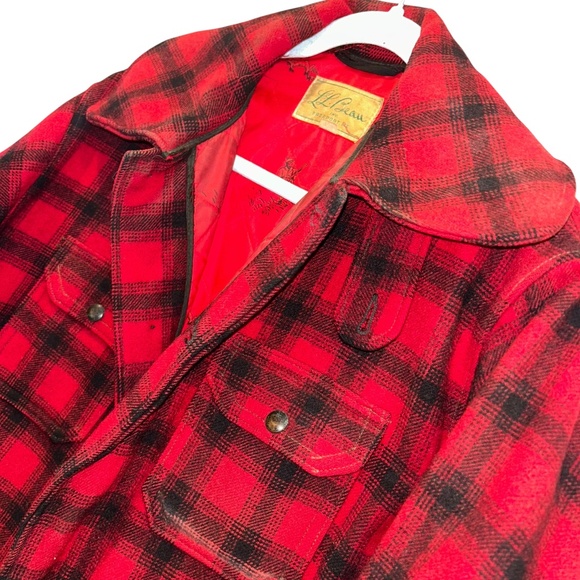 L.L. Bean INCREDIBLE vintage original red buffalo check plaid wool hunting jkt40 - Picture 6 of 7